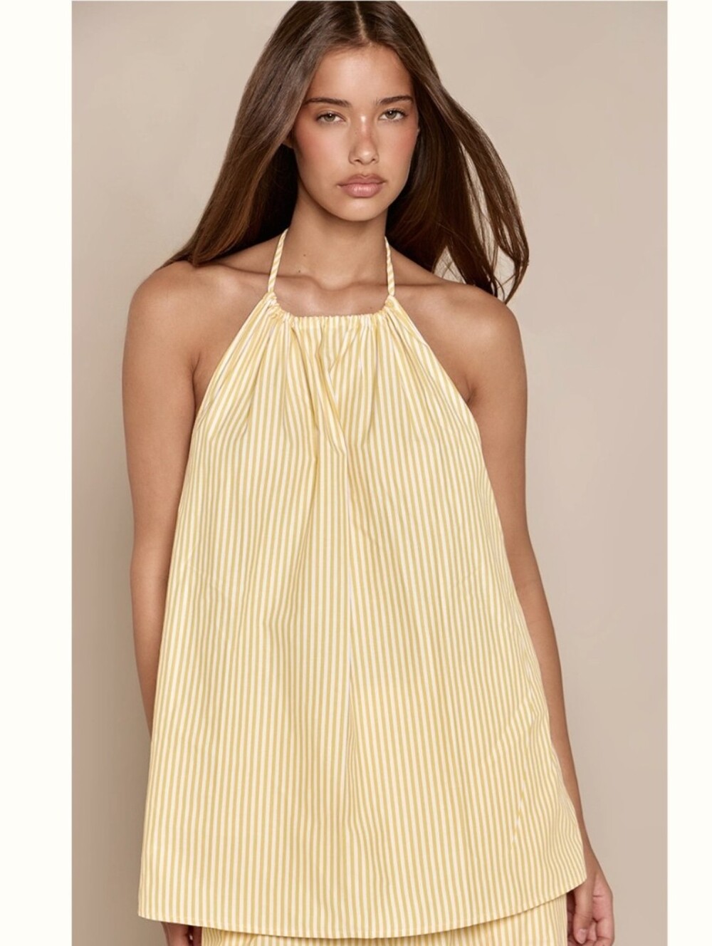 PLT Yellow Stripe Halterneck Top